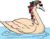 Desenho Cisne com flores pintado por Manuela 