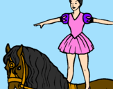 Desenho Trapezista em cima do cavalo pintado por phamala 