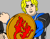 Desenho Cavaleiro com escudo de leão pintado por Gabriel