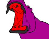 Desenho Hipopótamo com a boca aberta pintado por jose tomas
