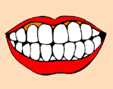Desenho Boca e dentes pintado por calvin