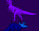 Desenho Tricerátopo e tiranossauro rex pintado por pedro