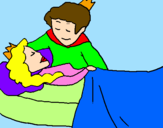 Desenho A princesa a dormir e o príncipe pintado por Marisol