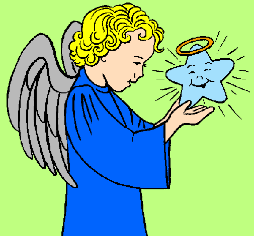 Desenho Anjo e estrela pintado por Angel Gabriel