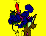 Desenho Cavaleiro a alçar a espada pintado por lucas