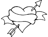 Desenho Coração, data e laço pintado por Nathi