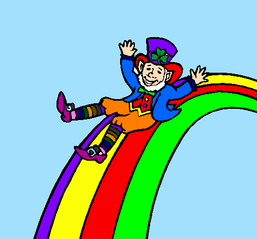 Desenho Duende no arco-íris pintado por caca