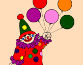 Desenho Palhaço com balões pintado por andrea