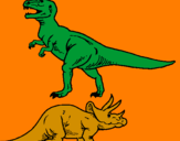 Desenho Tricerátopo e tiranossauro rex pintado por gabriel