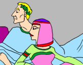 Desenho César e Cleopatra pintado por JP CARVALHO
