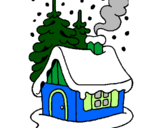 Desenho Casa na neve pintado por orthon