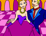 Desenho Princesa e príncipe no baile pintado por rafael mateus