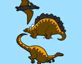 Desenho Três classes de dinossauros pintado por Gabriel araujo