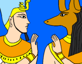 Desenho Ramses e Anubis pintado por mar