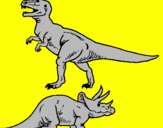 Desenho Tricerátopo e tiranossauro rex pintado por frederico augustoffffffff