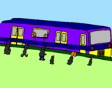 Desenho Passageiros à espera do comboio pintado por afonso