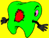 Desenho Dentes com caries pintado por marcela 8 anos