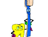 Desenho Dentes e escova de dentes pintado por fabiana