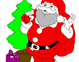 Desenho Santa Claus e uma árvore de natal pintado por branyan