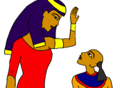 Desenho Mãe e filho egipcios pintado por lais
