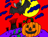 Desenho Paisagem Halloween pintado por helida