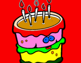 Desenho Bolo de aniversário 2 pintado por bolo