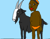 Desenho Cabra e criança africana pintado por witor