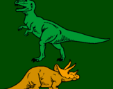 Desenho Tricerátopo e tiranossauro rex pintado por deyvid