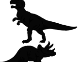 Desenho Tricerátopo e tiranossauro rex pintado por mateus gatinho