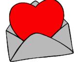 Desenho Coração num envelope pintado por lucas