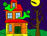 Desenho Casa do terror pintado por rebeca