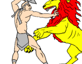 Desenho Gladiador contra leão pintado por gaberiel 