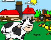 Desenho Vaca na quinta pintado por Fazendinha