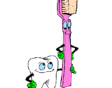 Desenho Dentes e escova de dentes pintado por juliana 9 anos