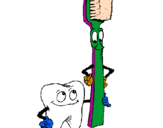 Desenho Dentes e escova de dentes pintado por dente e escova