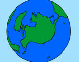 Desenho Planeta terra pintado por mar