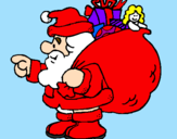 Desenho Pai Natal com o saco de presentes pintado por beatriz pacheco