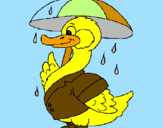 Desenho Pato sob a chuva pintado por manu