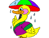 Desenho Pato sob a chuva pintado por carol