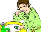 Desenho Menino a lavar os seus dentes pintado por juliana 9 anos