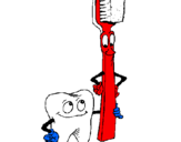 Desenho Dentes e escova de dentes pintado por dori