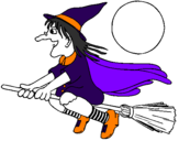 Desenho Bruxa em vassoura voadora pintado por bruxa na vassoura 2