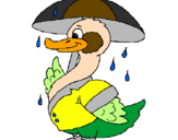 Desenho Pato sob a chuva pintado por lucas