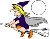 Desenho Bruxa em vassoura voadora pintado por bruxa na vassoura 5