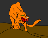 Desenho Tigre com dentes afiados pintado por misto
