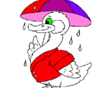 Desenho Pato sob a chuva pintado por telismar