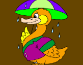 Desenho Pato sob a chuva pintado por caio