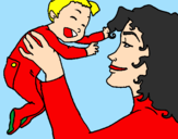 Desenho Mãe e filho  pintado por Michael Jackson
