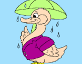 Desenho Pato sob a chuva pintado por Maria Laura
