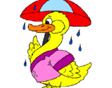 Desenho Pato sob a chuva pintado por juliana 9 anos e 1 mes